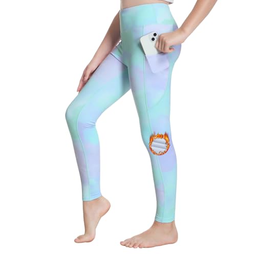ANIVIVO Girls' Fleece Lined Leggings Water Repellent Kids Winter Warm Yoga Pants Youth High Waisted Athletic Legging