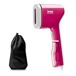 Tefal Pure Pop Slim Handheld Clothes Steamer, No Ironing Board Needed, Ready to Use in 15 Seconds, 70ml Detachable Water Tank, Travel Iron, Garment Steamer, Pink, DT2023