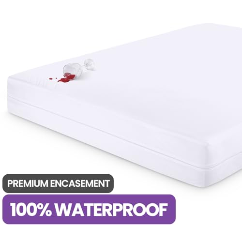 Utopia Bedding Premium Waterproof Mattress Encasement Cot Bed (70 x 140 x 15 cm), Zippered Mattress Protector, Bed Bug and Dust Mite Proof Mattress Cover, White