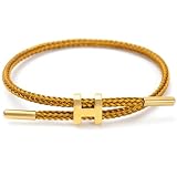 Nayubo Simple Titanium Rope Steel Wire Bracelet with Adjustable Design Polished H Shape Clasp Bracelet Outdoor Casual Minimalist Fashion Gift for Women Men (Gold)