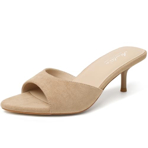 Image of Mostrin Kitten Heels for Women Pointed Toe Vintage Mules Heels Sexy Slip on Stiletto Backless Sandals for Party Wedding Daily