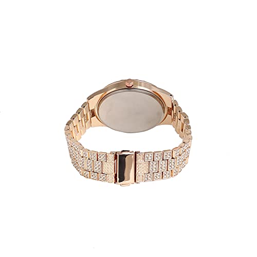 Image of Haute Sauce Women's Embellished Analog Dial with Stainless Steel Strap | Battery Power | Foldover Closure | Quartz Movement | Fashion Wrist Belt Watch for Female and Girls