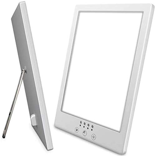 Tragbar Tageslichtlampe 10.000Lux mit Timer, Voll UV-frei LED Spektrum, Einstellbar Sonnenlicht Simulation, Berührungssteuerung, Natürlich