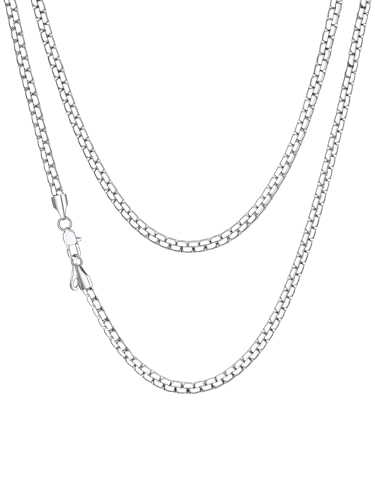 Richsteel Stainless Steel Mens Flat Link Chain Necklace, Black/Gold/Steel Chain for men, 2mm/4mm/6mm Width, No Tarnish & Hypoallergenic Hip Hop Jewelry, 18