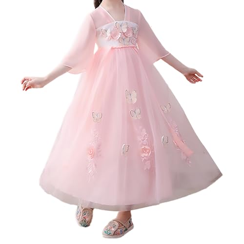Chinese 𝐇𝐚𝐧𝐟𝐮 Dress for Girls Ancient Traditional Elegant Tang Suit Vintage Girls Long Sleeve Dress Under 10