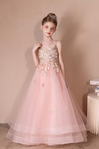 Tulle Flower Girl Dresses for Wedding Floral Appliques Pageant Dress Birthday Party Ball Gowns with Beaded2