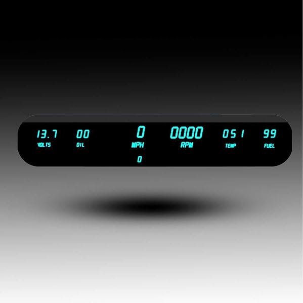 Universal Digital 6 Gauge LED Panel for Cars & Trucks - Complete Instrument Cluster Replacement Kit - High Accuracy (Teal)