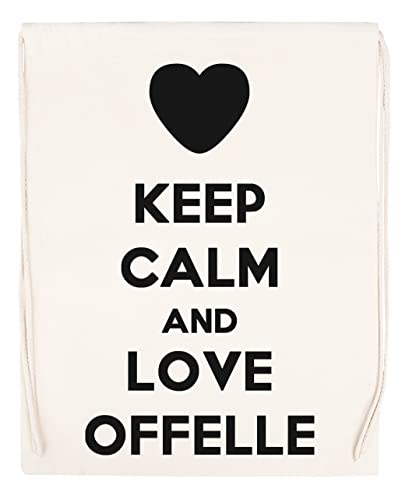Stampato in Europa Keep Calm And Love Offelle Borsa Sportiva con Coulisse Beige Drawstring Sport Bag