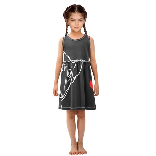 ALAZA Bulldog French Love Heart Girls Toddler Casual Dress for Summer Sleeveless Dresses Sundress 2-8 Years4