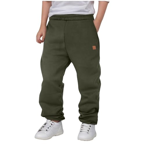Boys Jogger Pants Kids Casual Elastic Waist Baggy Sweatpant Fall Fashion Solid Color Cozy Fleece Long Pant with Pockets
