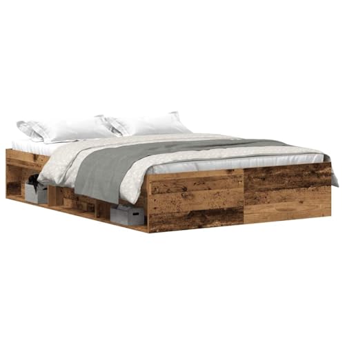 vidaXL Estructura de Cama sin colchón Madera Antigua 135x190 cm, Muebles de Dormitorio, Base de Cama, Cama Doble, Cama, armazón de Cama