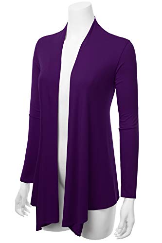 Image of Women's Drape Front Open Cardigan Long Sleeve (S-2X, Made in USA)