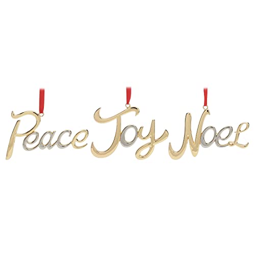 Christmas Ornaments–Vintage Christmas Ornaments for Tree Decor–3pcs Gold and Silver Joy Noel Peace Christmas Ornaments–Elegant and Luxurious Ornaments