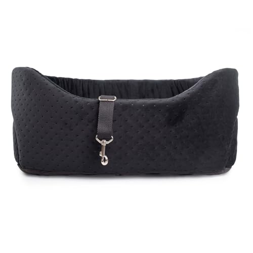BOUTIQUE ZOO Hunde Autositz Universal Waschbar Abriebfest, Autositz Hund für Vordersitz, Beifahrersitz, Rückbank, Hundebett Hundetasche, L: 56 cm x 48 cm, Schwarz - Wildlederimitat - Velvet