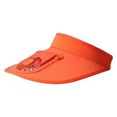 Sun Visor Hats With Fan, Usb Charging Outdoor Summer Hat With Fan, Sun Protection Visors For Women Men (Orange) #TOP24