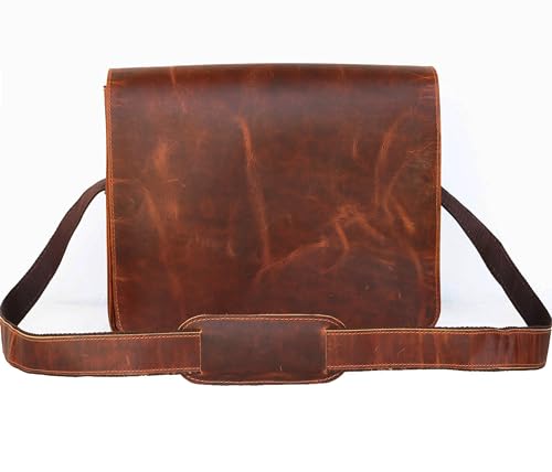 13" leather messenger bag laptop case office briefcase gift for men computer distressed shoulder bag2