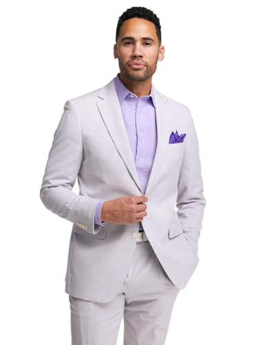 Paul Fredrick Men's Cotton Seersucker Single Breasted Notch Lapel Suit Jacket2