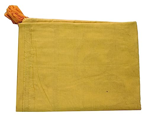 Image of Ekam Art Rajasthani Handmade Heavy Elephant Embroidery Cotton Patchwork Tapestry Cotton Wall Decor Hanging Beaded Tapestries Home Living Room Decor 40 x 60 Inch (Yellow)