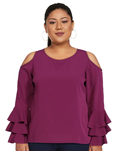 Image of pluss Women's Solid Regular Fit Top (ALTP2725- Purple 2XL)