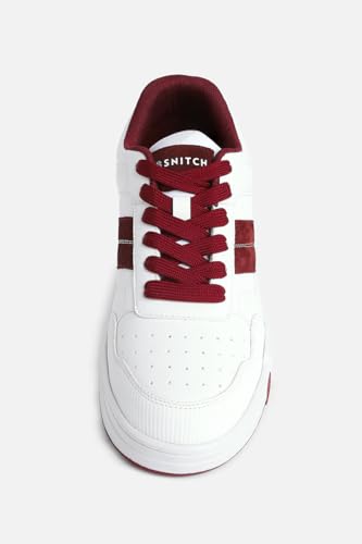 Image of SNITCH Men's Sneakers | Minimalist Solid Pattern with Stripes | PU+Suede Upper, Breathable Mesh Insole, TPR Outsole | Stylish Everyday Sneakers