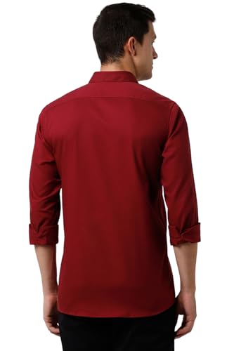 Peter England Men Maroon Slim Fit Casual Shirt - Image 4