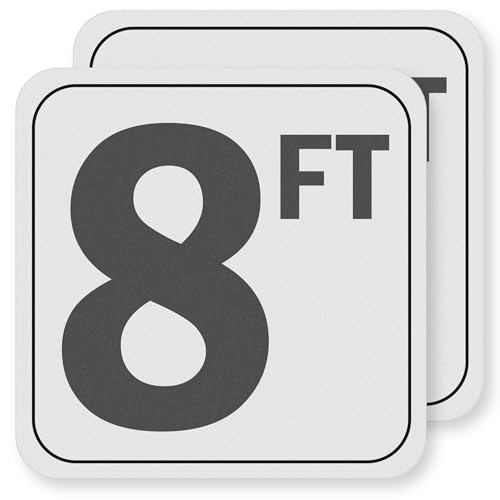 8FT Pool Depth Stickers (2 Pack), Anti-Slip Vinyl Markers - 6x6 Inches, Waterproof, Safety Number Signage for Swimming Pool Decks
