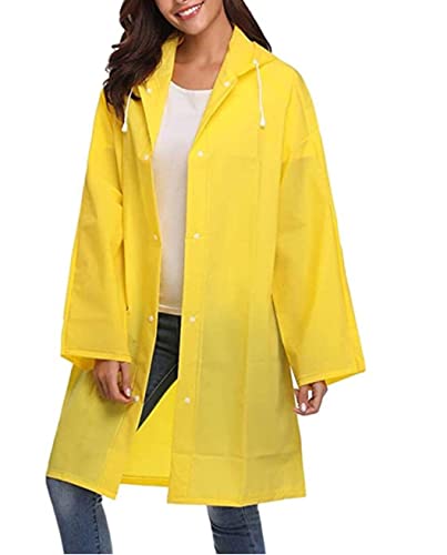 Voarge Eva Regenjacke Regenmantel für Erwachsene, für Damen und Herren Regenbekleidung Regencape Regenjacke Wasserdicht für Wandern Radfahren (M, Gelb)