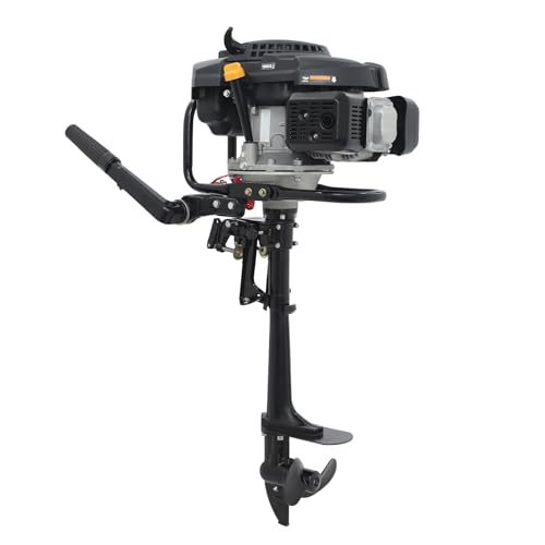 FXEIPOL 9 HP Outboard Motor, 4 Stroke 224cc Outboard Motor Boat Engine, Heavy Duty Fishing Boat Engine with Air-cooled, CDI Ignition for 15-20Ft Boat Size, Inflatable, Canoes, Kayaks