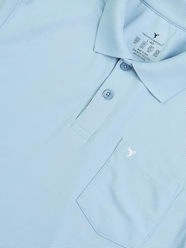Image of TECHNOSPORT Men Polyester Slim Fit Polo Neck Full Sleeve Matpiq T-Shirt with Patch Pocket for Regular Use