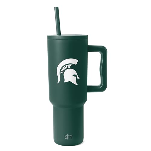 Simple Modern Officially Licensed Collegiate Michigan State Spartans 40oz Tumbler with Handle and Straw Lid | NCAA Football Gifts for Men, Women | Trek Collection | Michigan State University