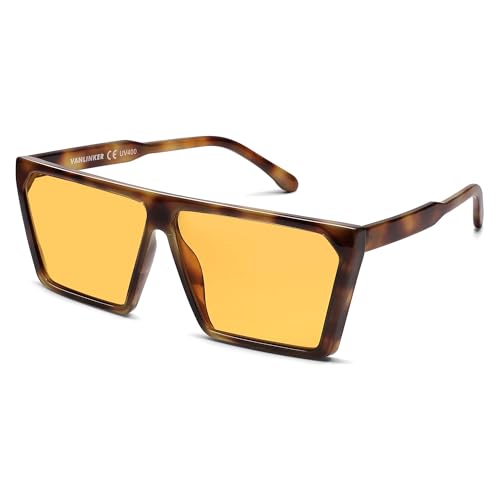 VANLINKER Square Oversized Sunglasses for Womens Mens Trendy Big Flat Top Shades UV400 Large Sun Glasses VL9803