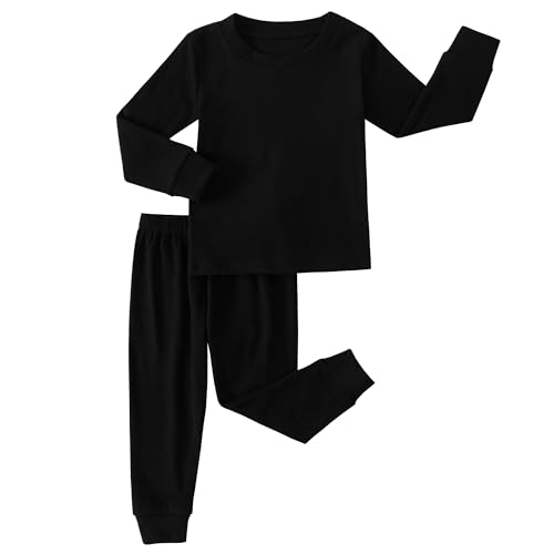 Kids Thermal Underwear Set Toddler Winter Base Layer Ultra Soft Long Johns for Little Boys Girls (Black,7Years)
