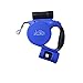 Retractable Dog Leash with Flashlight,Dispenser and Poop Bag Heavy-Duty Nylon Tape for Small,Medium Dogs and Cats One-Handed Brake and Lock.360Â°Tangle-Free.(Blue)