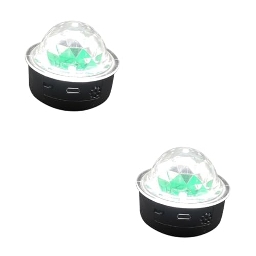 Uonlytech 2pcs RGB Voice Control Stage Lamp USB Charging Disco Light for Ktv Home Parties Compact Crystal Atmosphere Lamp Battery