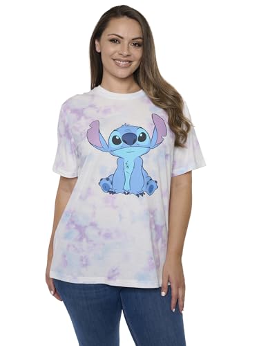 Disney Women's Stitch Tie-Dye T-Shirt, Official Lilo & Stitch Merchandise, Graphic Tee, Character Top, Regular & Plus Size
