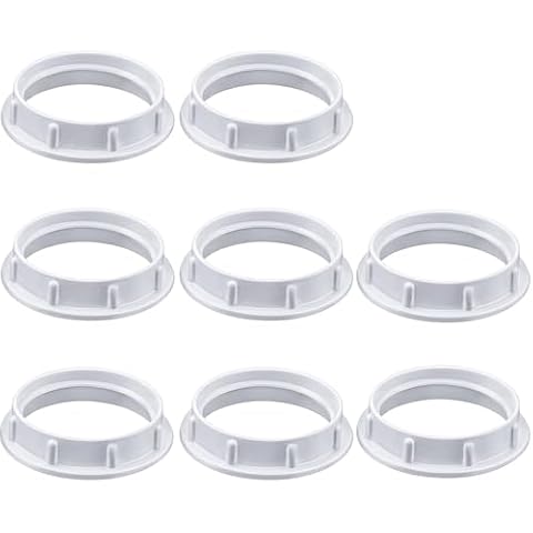 Aplstar Light Sockets Shade Rings, E26 Lamp Shade Collar Ring, White Threaded 1-1/2 Inches (38.1mm) Medium Base Screw Rings for DIY Light Fixtures, Pendant Light, Table Lamp (8Pack) Cover