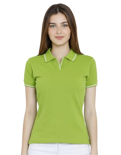 Image of Scott International Women's Cotton Polo T-Shirt | Half Sleeve Plain Collar Tee | Stylish Casual Top | Plain T-Shirt for Girls | Workwear for Office & Casual Wear