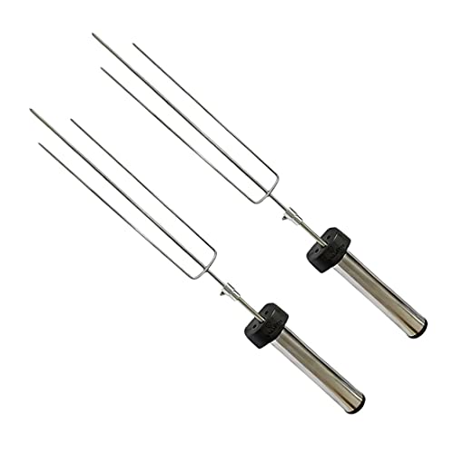 Kit 2 Espetos A Pilha Giratório Inox Regulável 50cm A 65cm