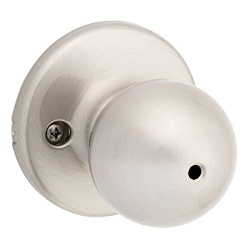 Kwikset Polo Interior Privacy Door Knob with Lock, Door Handle For Bathroom and Bedroom, Satin Nickel Keyless Turn Lock Doorknob, with Microban Protection - image 1