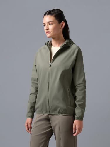 Image of TECHNOSPORT Women's Solid Slim Fit Hooded Jacket with TECHNOWARM+ | Full Zip Polyester Winter Jacket for Sports, Gym, Travel & Casual Wear | Long Sleeve Hooded Activewear with Moisture-Wicking Fabric