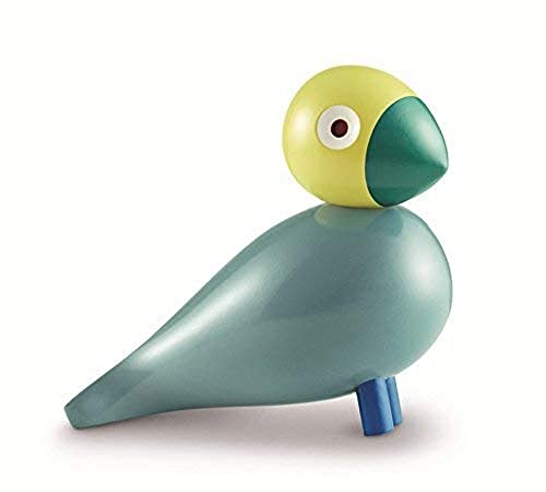 Kay Bojesen Birds Medium Songbird Sunshine Wooden Figurine, Turquoise and