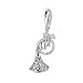 Produktbild Quiges Charm Anhänger Weiß Zirkonia Musik Instrument Horn 925 Silber mit Karabinerverschluss für Bettelarmband