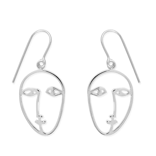 Boma Jewelry Sterling Silver Picasso Artist Face Hanging Dangle Earrings