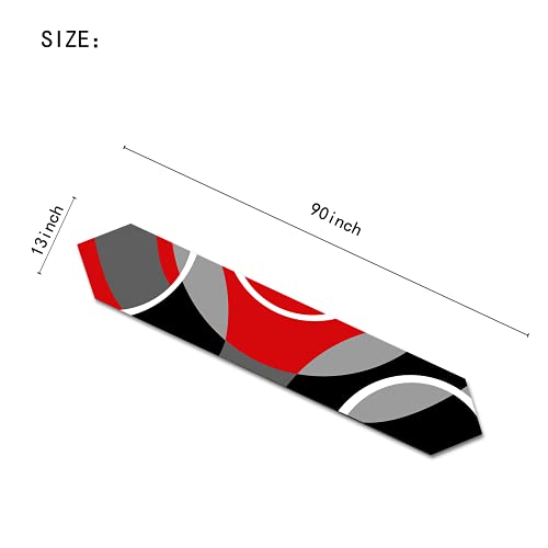 Table Runner Black White Gray And Red Geometric Line Pattern Non-Slip Heat Resistant Polyester Table Runner For Family Party Dinner Kitchen Table Holidays Home Decoration 13×90 In #TOP1
