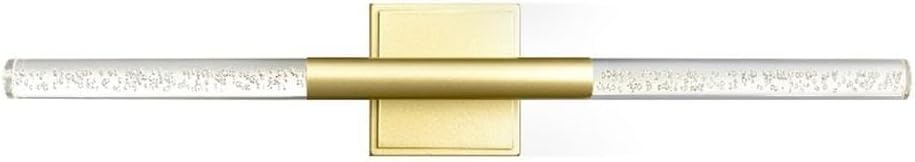 Pemberly Row Contemporary Vanity Light, 26 in Satin Gold Finish, Integrated LED Compatible, Glass Construction, Hardwired Bath Fixture for Indoor Use, Modern Bathroom or Vanity Lighting