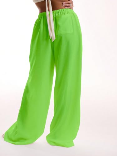 Image of RoseSeek Women's Beach Cover Ups Wide Leg Loose Linen Pants Swimsuit Coverup Summer Vacation Outfits 2026