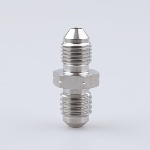 Image of AC PERFORMANCE Stainless Steel Brake Fitting Adapter -3 AN 3 /8 x 24 Male Flare to M10 x 1.5 Metric Flare Hose Fitting