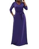 JTNFairy Womens Long Maxi Summer Dresses African Printed Plus Size Beach Sundress with Pockets Purple