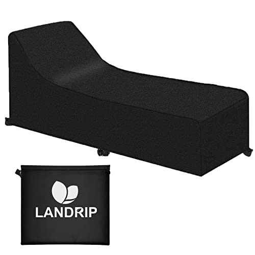 Landrip Funda Tumbona Jardin Impermeable, Funda para Tumbona al Aire Libre Resistente 420D Oxford, Anti UV, Cubierta para Tumbona, 200 x 70 x 40/75 cm