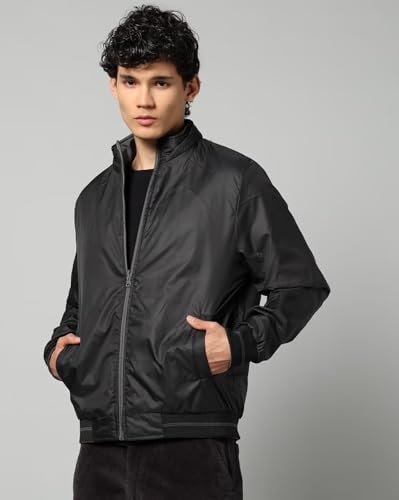 Image of Qube By Fort Collins Men's Polyester Standard Length Regular Fit Reversible Winter Jacket with Ribbed Cuffs & Hood - Warm, Stylish & Versatile